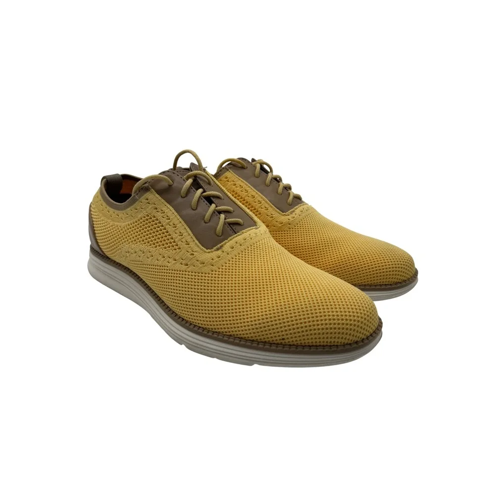 Brooklyn 718 Knit Oxford Shoes Mens 8.5 Yellow Excellent Wingtip Sneakers